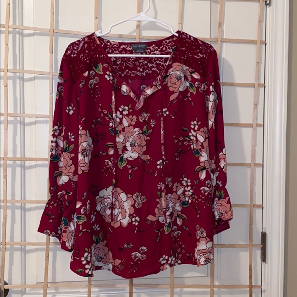 Van Heusen Red Floral Blouse